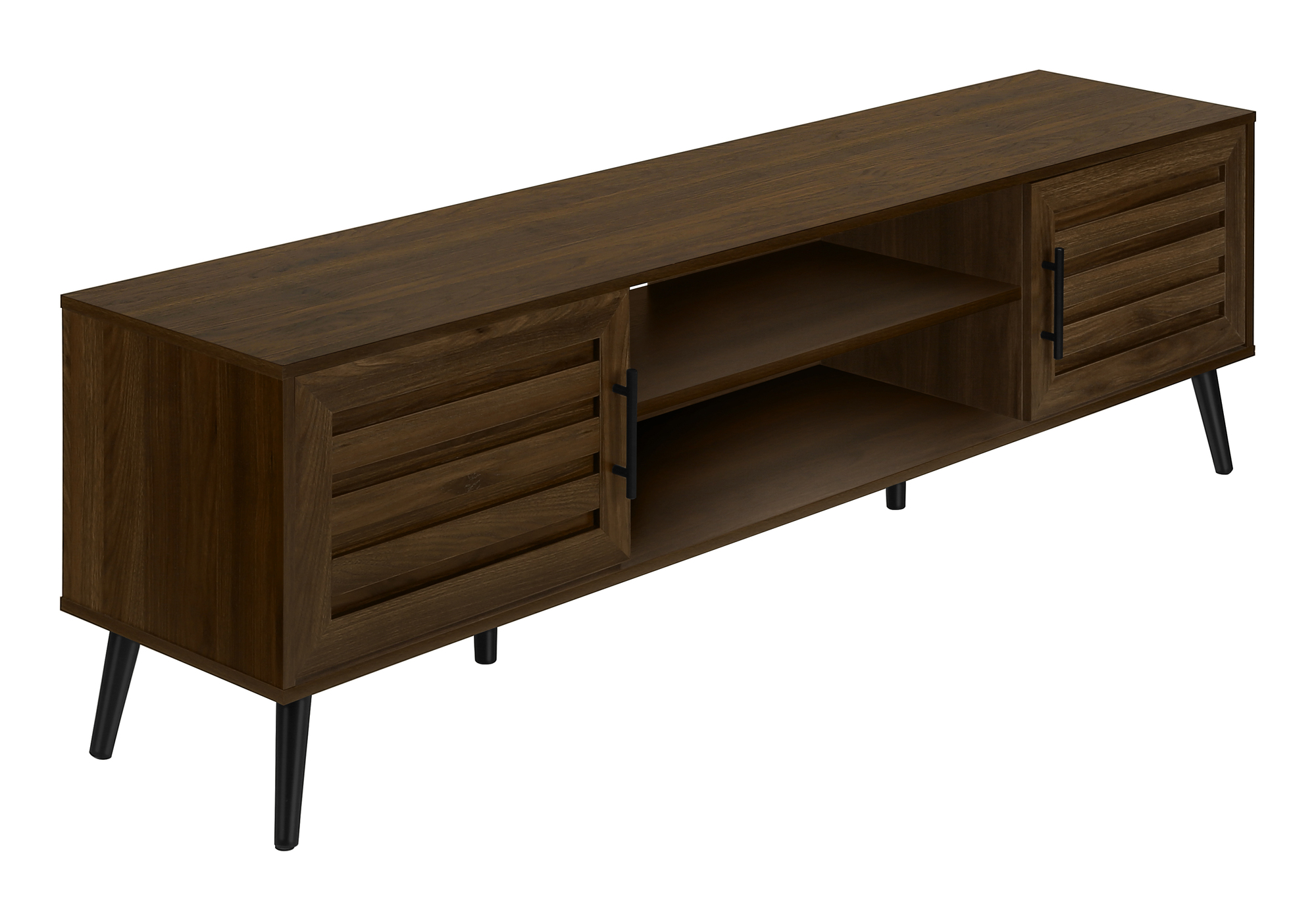 TV STAND - 72"L / BROWN WOOD-LOOK WITH 2 DOORS 